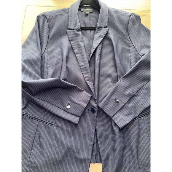 Lane Bryant Navy‎ Blue Pinstripe Blazer Jacket Women Plus Size size 22 preloved - Picture 5 of 12